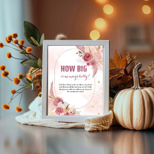 Fall Pumpkin how big is her belly baby shower sign