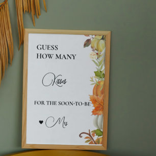 Fall Pumpkin  how many kisses bridal shower game Poster