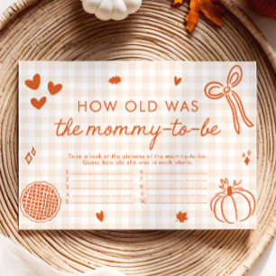 Fall Pumpkin How Old Was Mummy Baby Shower Game Enclosure Card