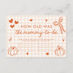 Fall Pumpkin How Old Was Mummy Baby Shower Game Enclosure Card