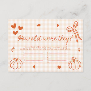 Fall Pumpkin How Old Were They Baby Shower Game Enclosure Card