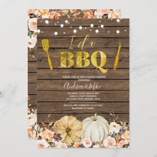Fall Pumpkin I do BBQ Couple Shower Invitation (Front/Back)