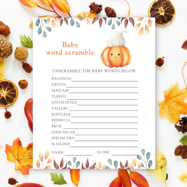 Fall pumpkin in hat - Baby Word Scramble Game (Creator Uploaded)