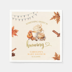 Fall Pumpkin is Brewing Coffee Leave Paper Napkins