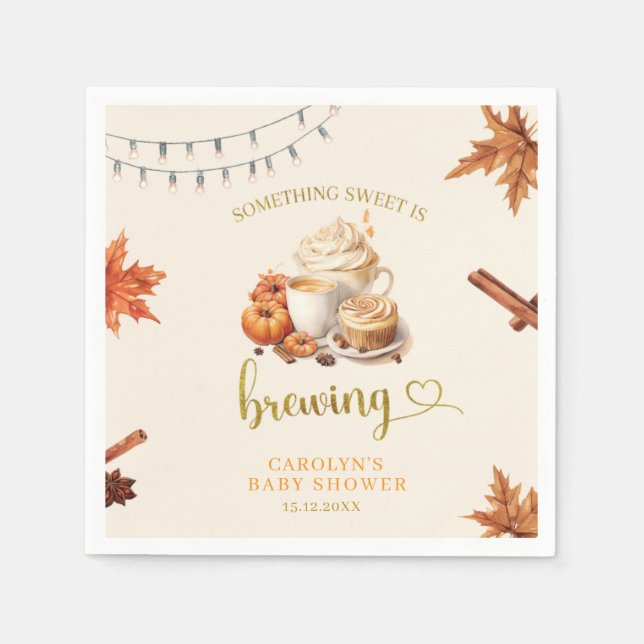 Fall Pumpkin is Brewing Coffee Leave Paper Napkins (Front)