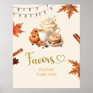  Fall Pumpkin is Brewing Coffee Leaves Baby  Favou Poster