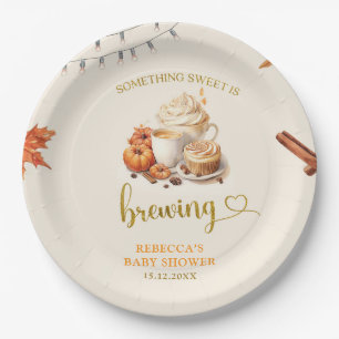 Fall Pumpkin is Brewing Coffee Leaves  Paper Plate