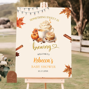 Fall Pumpkin is Brewing Coffee Leaves Welcome Sign