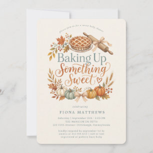 Fall Pumpkin is on the Way Boy Gingham Baby Shower Invitation