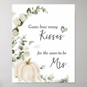 Fall Pumpkin Kisses Game Bridal Shower Sign