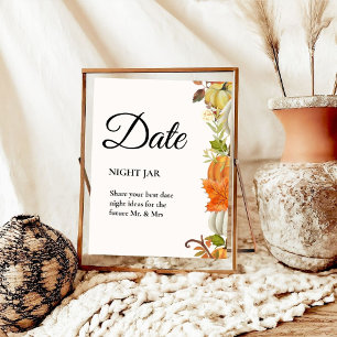 Fall Pumpkin leaves Bridal Shower Date Ideas Sign