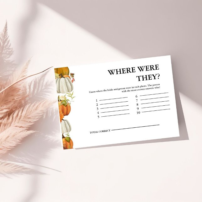 Fall Pumpkin Leaves where were they Bridal Game Enclosure Card (Creator Uploaded)