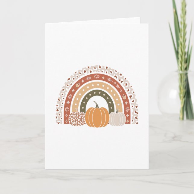 Fall Pumpkin Leopard Print Thanksgiving  Card (Front)