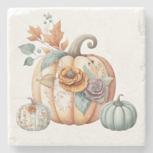 Fall Pumpkin Marble Stone Coaster