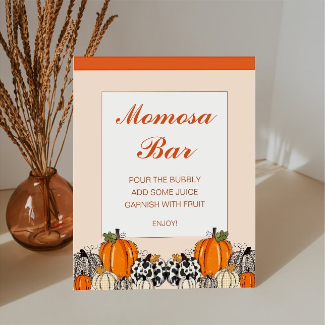 Fall Pumpkin Momosa Bar Baby Shower Pedestal Sign (Creator Uploaded)