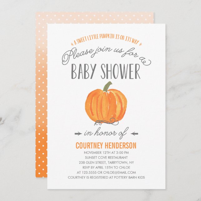 Fall Pumpkin Ombre | Baby Shower Invitation (Front/Back)