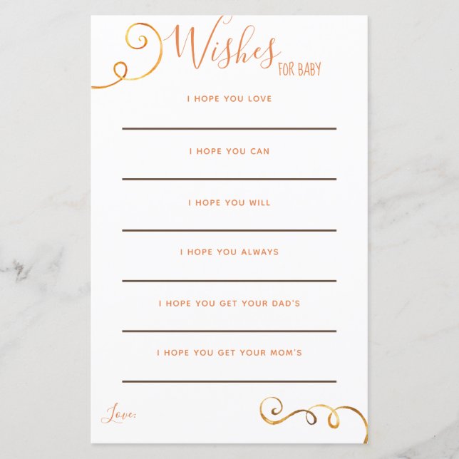 Fall Pumpkin Orange Autumn Baby Wish Cards (Front)