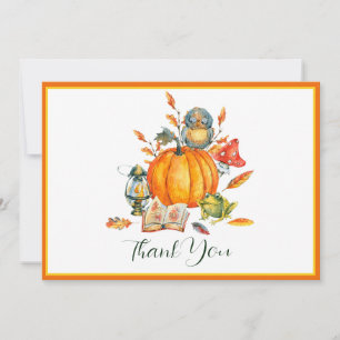 Fall Pumpkin owl and frog Holiday Card