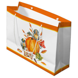 Fall Pumpkin owl and frog  Large Gift Bag