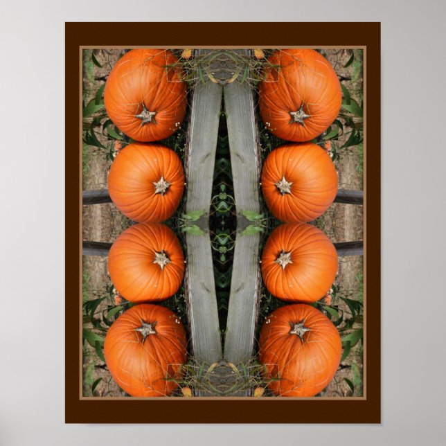 Fall Pumpkin Pair Mirror Abstract Poster (Front)