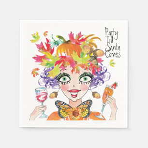 Fall Pumpkin Party 'till Santa Comes Paper Napkin