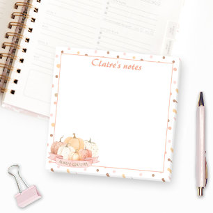 Fall Pumpkin Pastel Orange Thanksgiving Name Post-it Notes