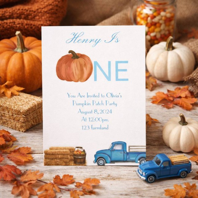 Fall Pumpkin Patch 1st birthday party Invitation (Creator Uploaded)