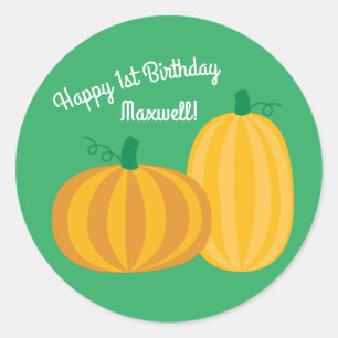 Fall Pumpkin Patch 1st Birthday Party Theme Classic Round Sticker