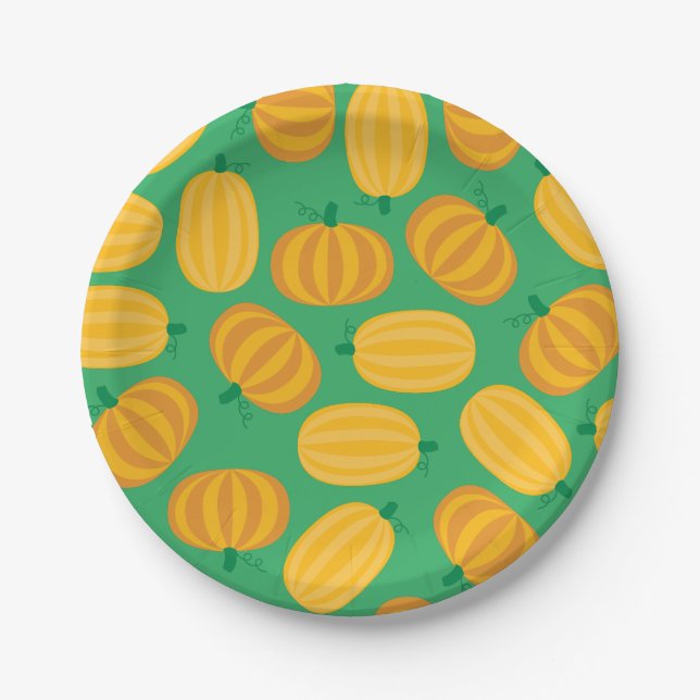 Fall Pumpkin Patch 1st Birthday Party Theme Paper Plate (Front)
