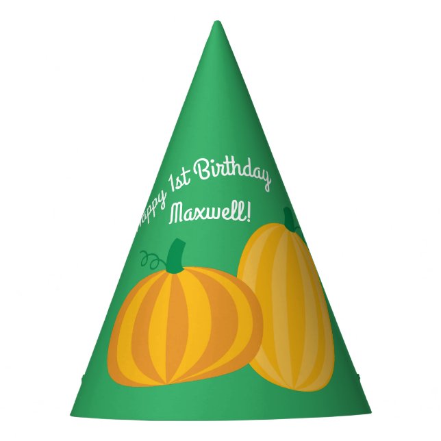 Fall Pumpkin Patch 1st Birthday Party Theme Party Hat (Front)