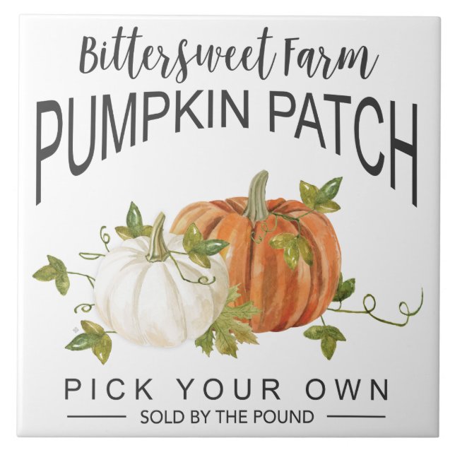 FALL PUMPKIN PATCH CERAMIC TILE (Front)