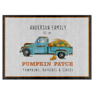 Fall pumpkin Patch  Retro truck personalised   Cutting Board
