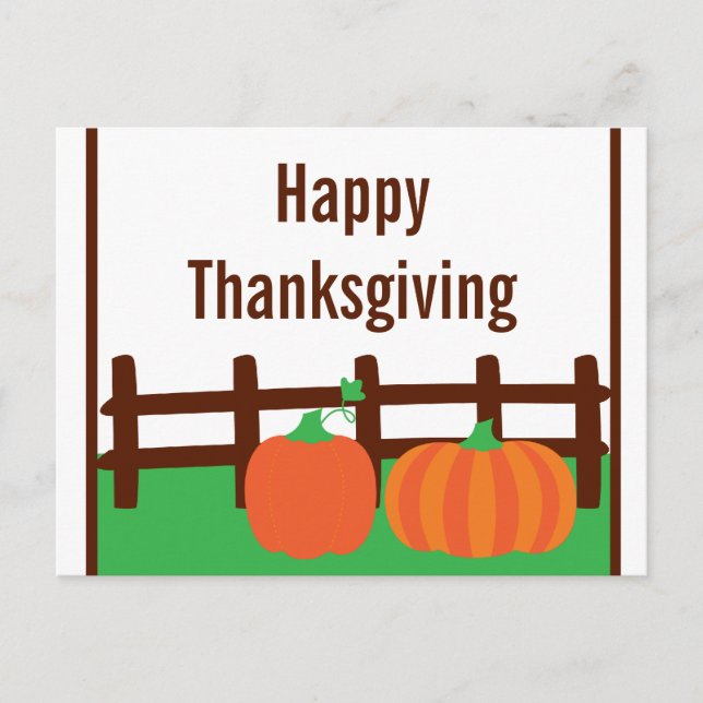 Fall Pumpkin Patch Thanksgiving Postcard (Front)