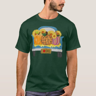 Fall Pumpkin Patch Truck Top, Cute Autumn I Love F T-Shirt