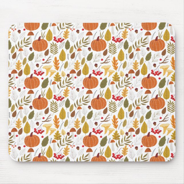 Fall Pumpkin Pattern Mouse Pad (Front)