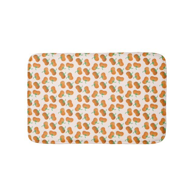 Fall Pumpkin Pattern Thanksgiving Harvest Orange Bath Mat (Front)