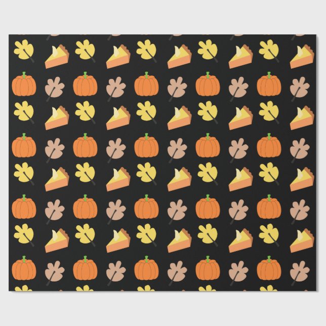 Fall Pumpkin Pattern Wrapping Paper (Flat)
