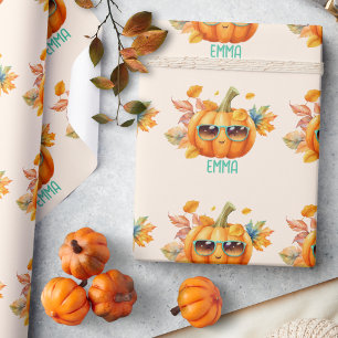 Fall Pumpkin Personalised Halloween Gift Wrapping Paper