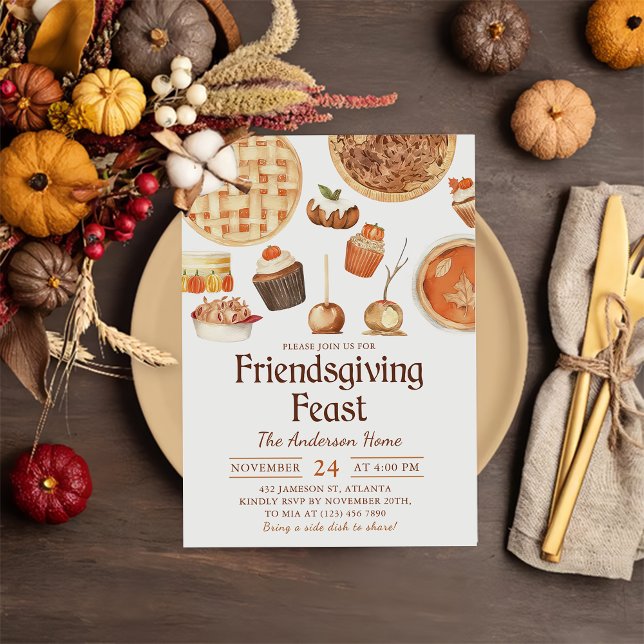 Fall Pumpkin Pie Friendsgiving Feast Dinner Invitation (Creator Uploaded)