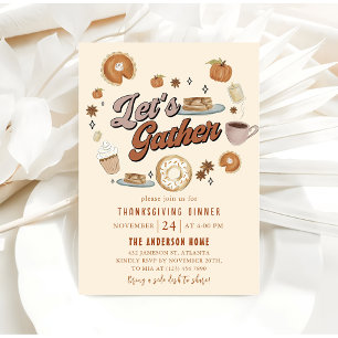 Fall Pumpkin Pie Thanksgiving Dinner Invitation
