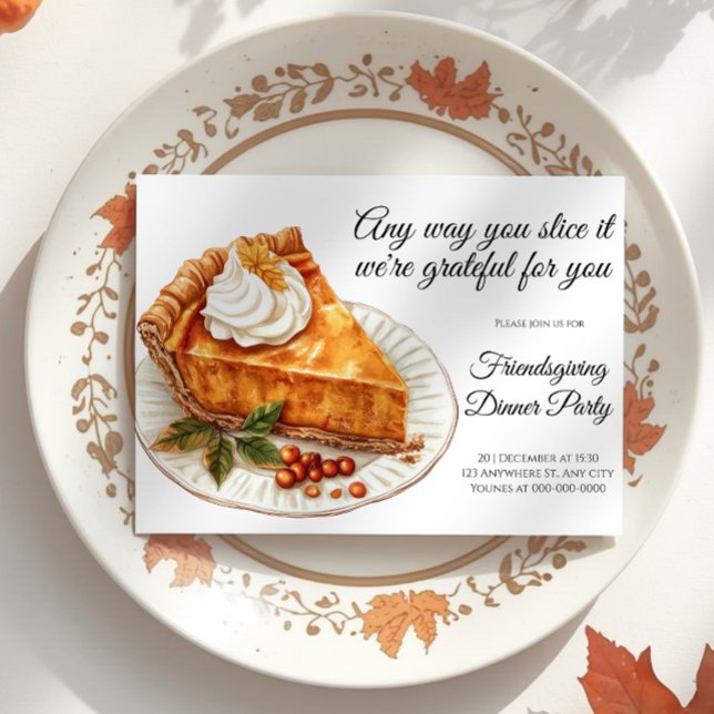 Fall pumpkin Pie Thanksgiving Party  Invitation (Creator Uploaded)