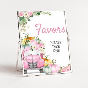 Fall Pumpkin Pink Truck Favours Sign
