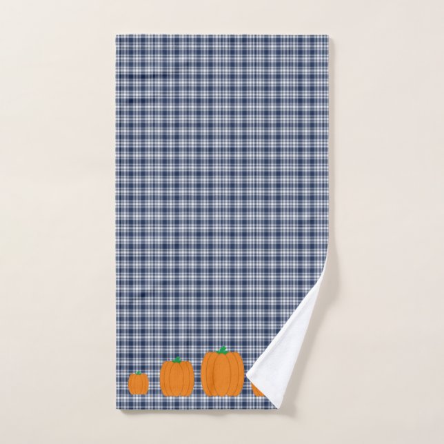 Fall Pumpkin Plaid Hand Towel (Hand Towel)