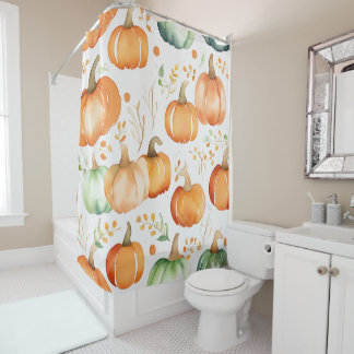 Fall Pumpkin Print Shower Curtain