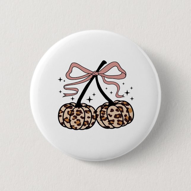 Fall Pumpkin, Pumpkin Cherries, Leopard Pumpkin, P 6 Cm Round Badge (Front)