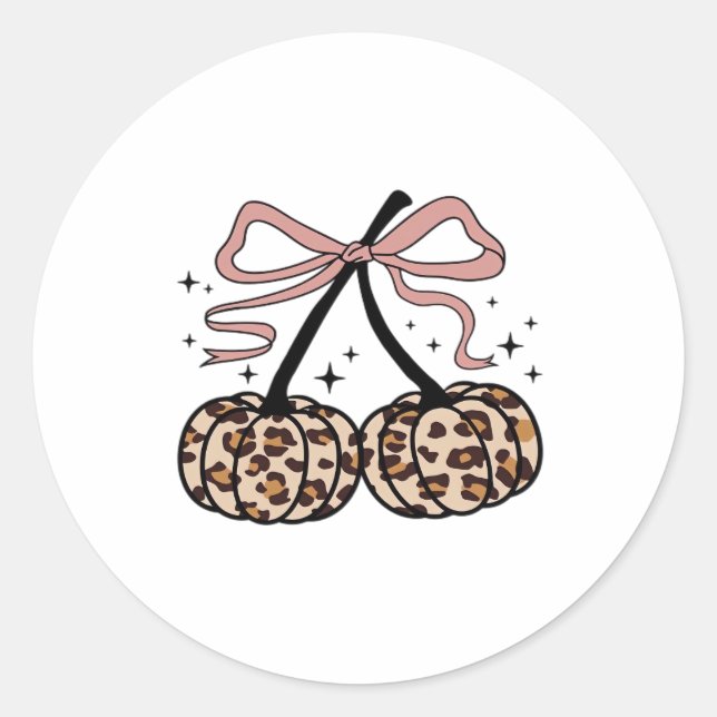 Fall Pumpkin, Pumpkin Cherries, Leopard Pumpkin, P Classic Round Sticker (Front)