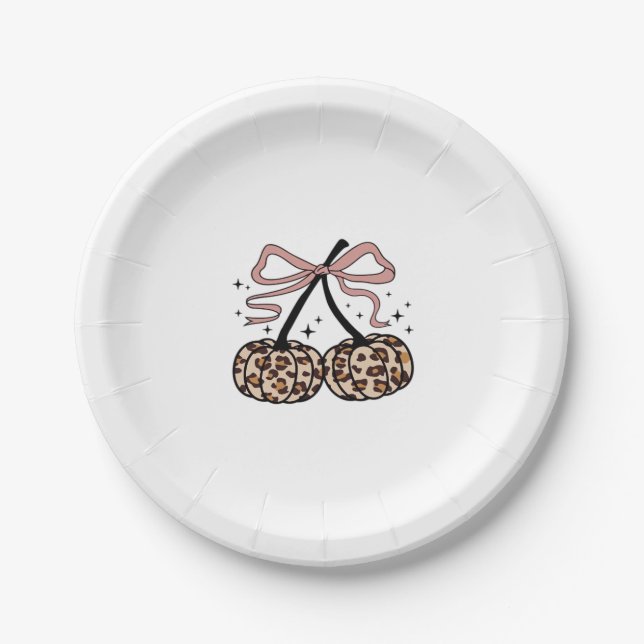 Fall Pumpkin, Pumpkin Cherries, Leopard Pumpkin, P Paper Plate (Front)