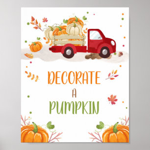 Fall Pumpkin Red Truck Decorate a Pumpkin Sign