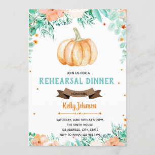 Fall pumpkin rehearsal dinner party invitation