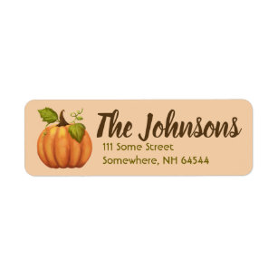 Fall Pumpkin Return Address Labels Autumn